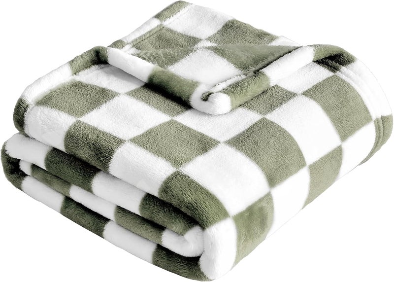 Yurhap Checkered Baby Blanket Fleece Baby Blankets for Boys, Ultra Soft Cozy Fluffy Infant Toddler Newborn Receiving Blankets for Crib Stroller, 30''x40'', Dark Olive - Image 1
